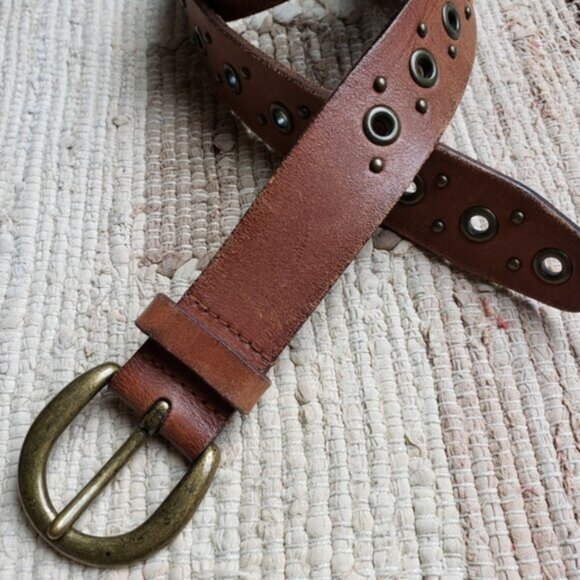 Fossil Bohemian Leather Belt Grommets Studded size Medium - Picture 9 of 11
